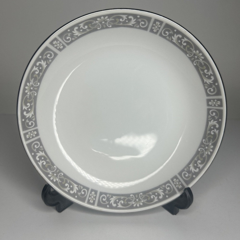 Yamaka China DuBarry 2898 Japan Fruit Dessert‎ Bowl Gray Floral Silver Rim 5.5"